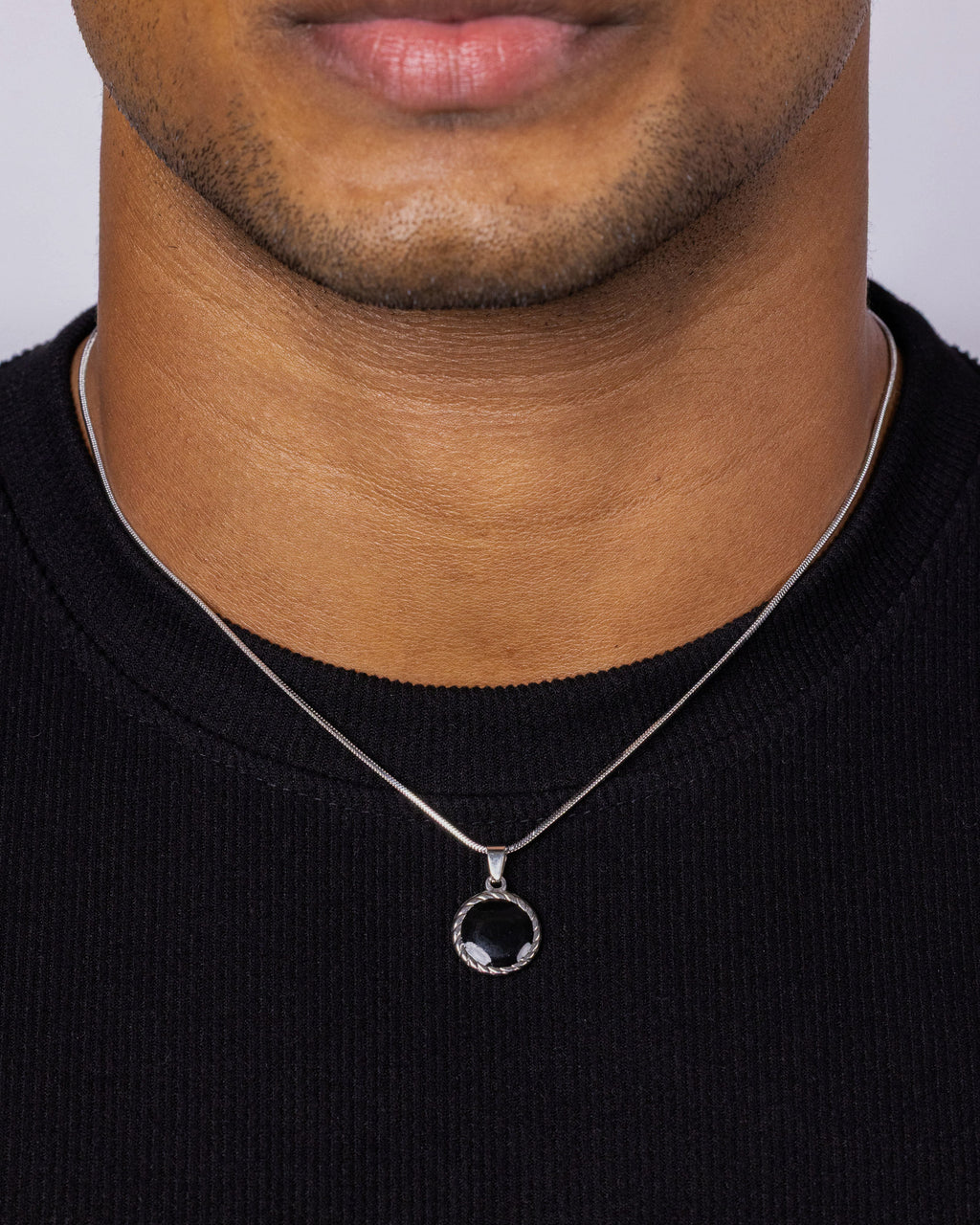 ORBIT — Silver Black Pendant Necklace