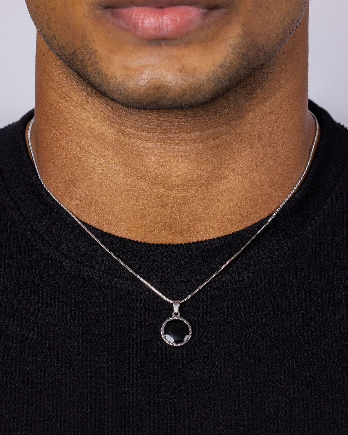ORBIT — Silver Black Pendant Necklace
