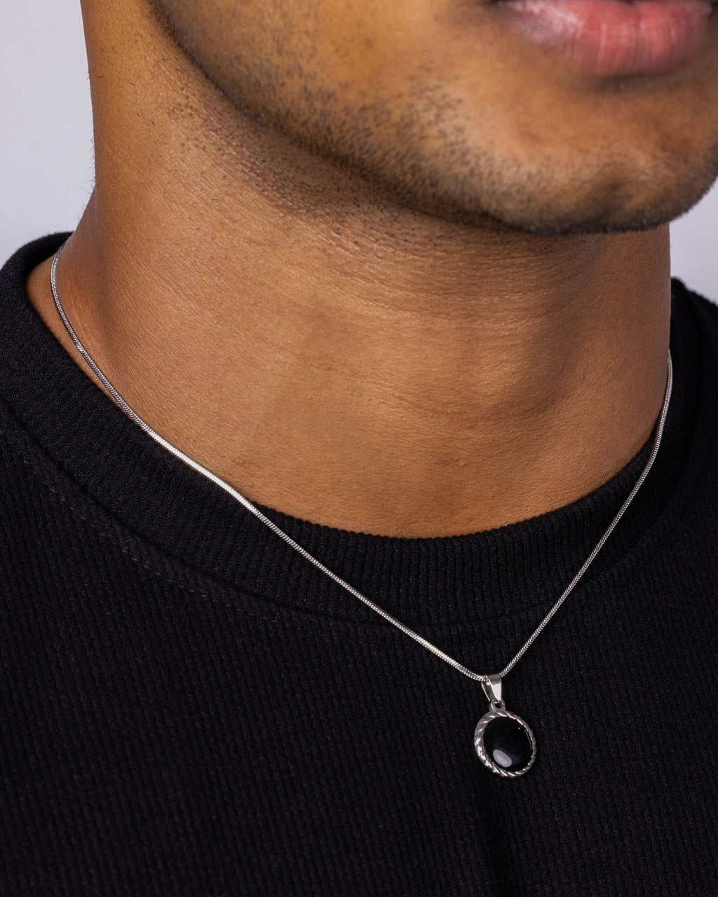 ORBIT — Silver Black Pendant Necklace