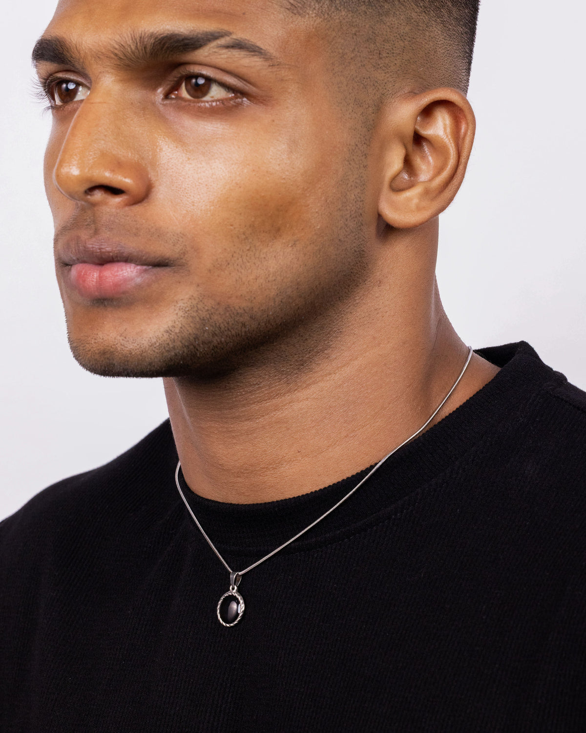 ORBIT — Silver Black Pendant Necklace
