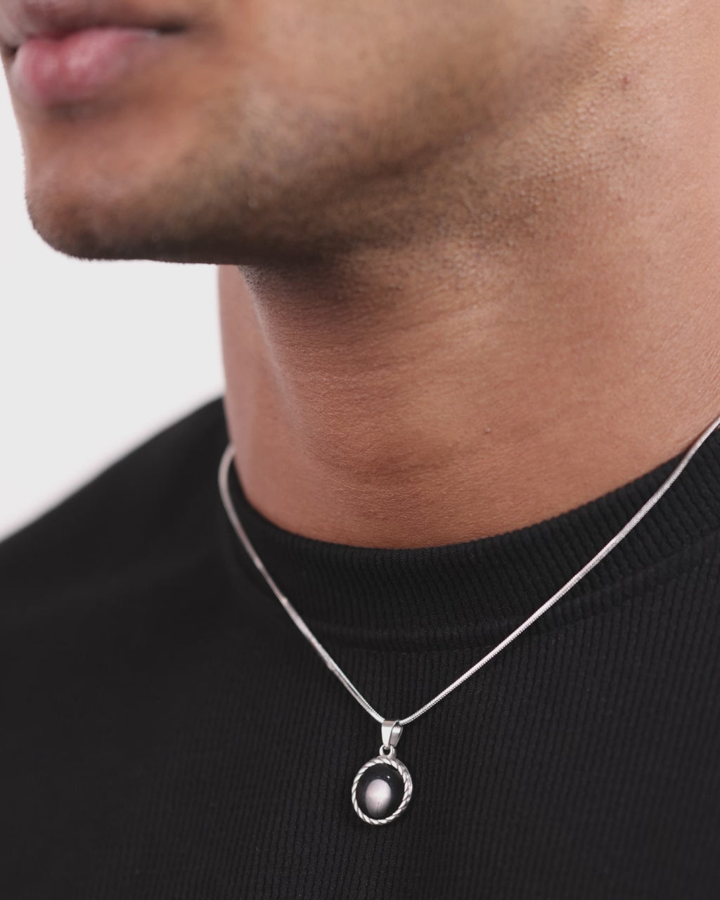 ORBIT — Silver Black Pendant Necklace